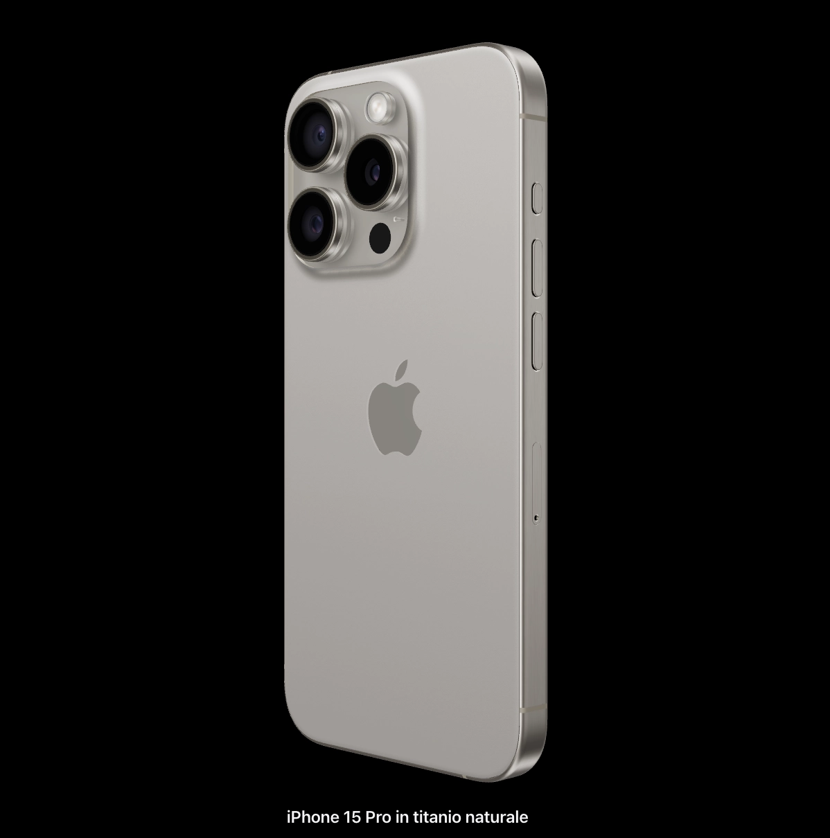 Modello Apple iPhone 15 Pro in titanio Naturale Titanium