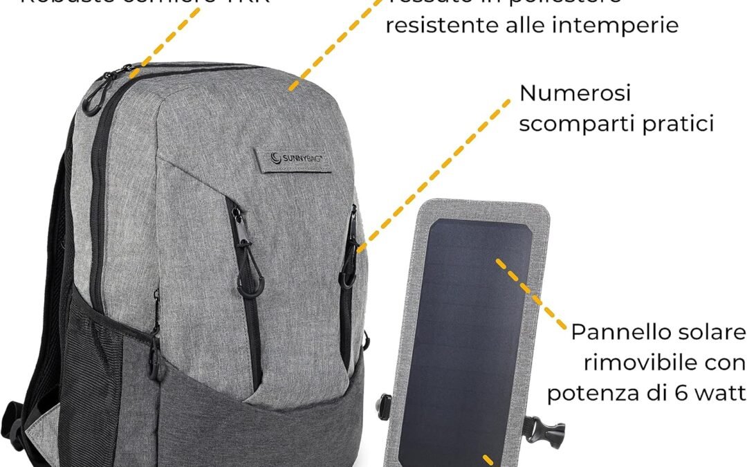 Zaino pannello solare integrato 6 Watt